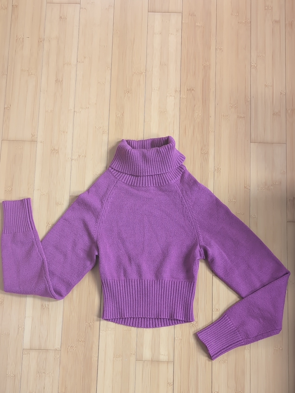 Cropped Magenta Turtleneck Sweater